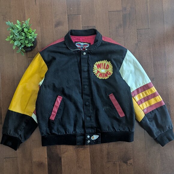 TAZ WILD THING JEFF HAMILTON VINTAGE LEATHER VARSITY JACKET - Picture 2 of 5